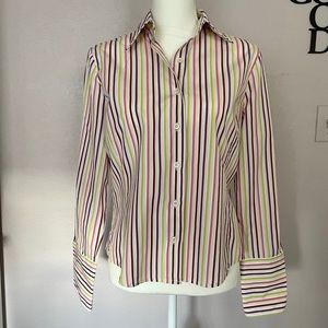 FAÇONNABLE Womens Multi-color Striped Button Front